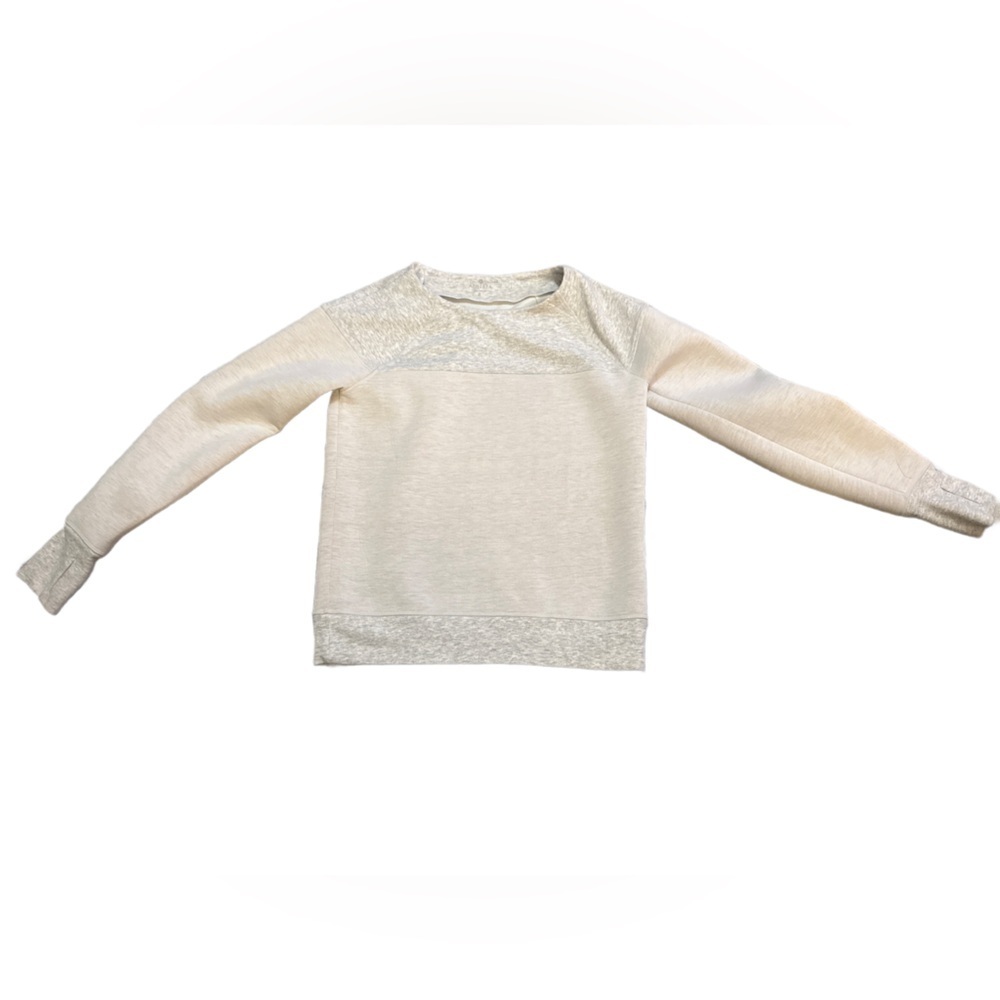 Athleta Cream and Gray Women's Crew Neck Sweater